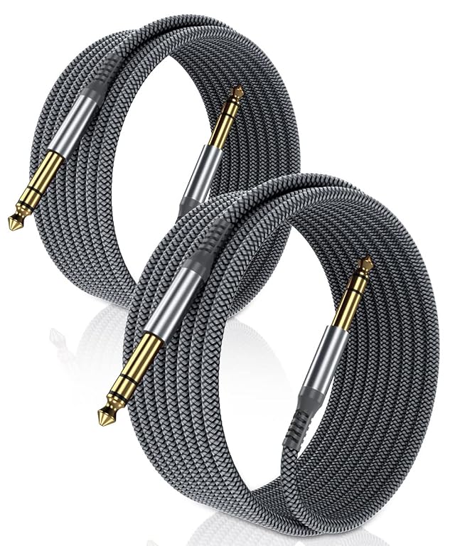 Elebase 1 4 Inch TRS Instrument Guitar Cable 10ft 2Pack Straight 6 35mm Guitar Bass AMP Cord Quarter