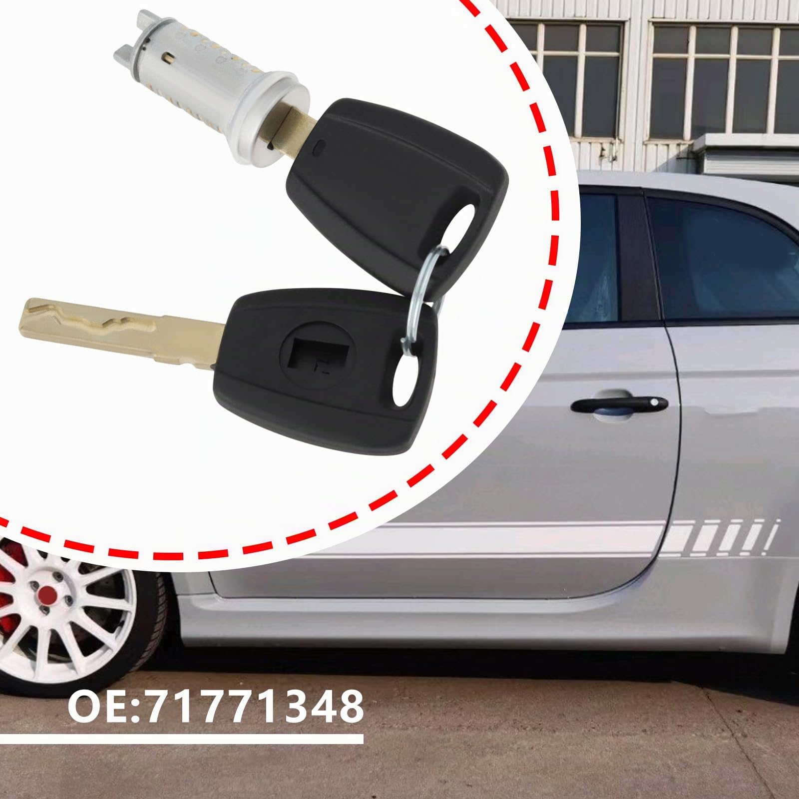 SG Store 1 cilindro serratura porta con chiavi compatibile con Fiat 500 2007-2022 compatibile con Fiat Punto 188 1999-2010 OE 71771348 39,4 x 19,7 mm Gruppo serratura della porta del veicolo
