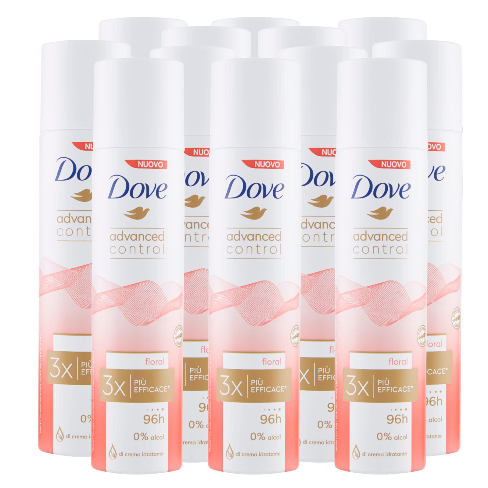 12x Dove Advanced Control Floral 96h 0% Alkohol Antitranspirant - 12 Deodorants a 100ml