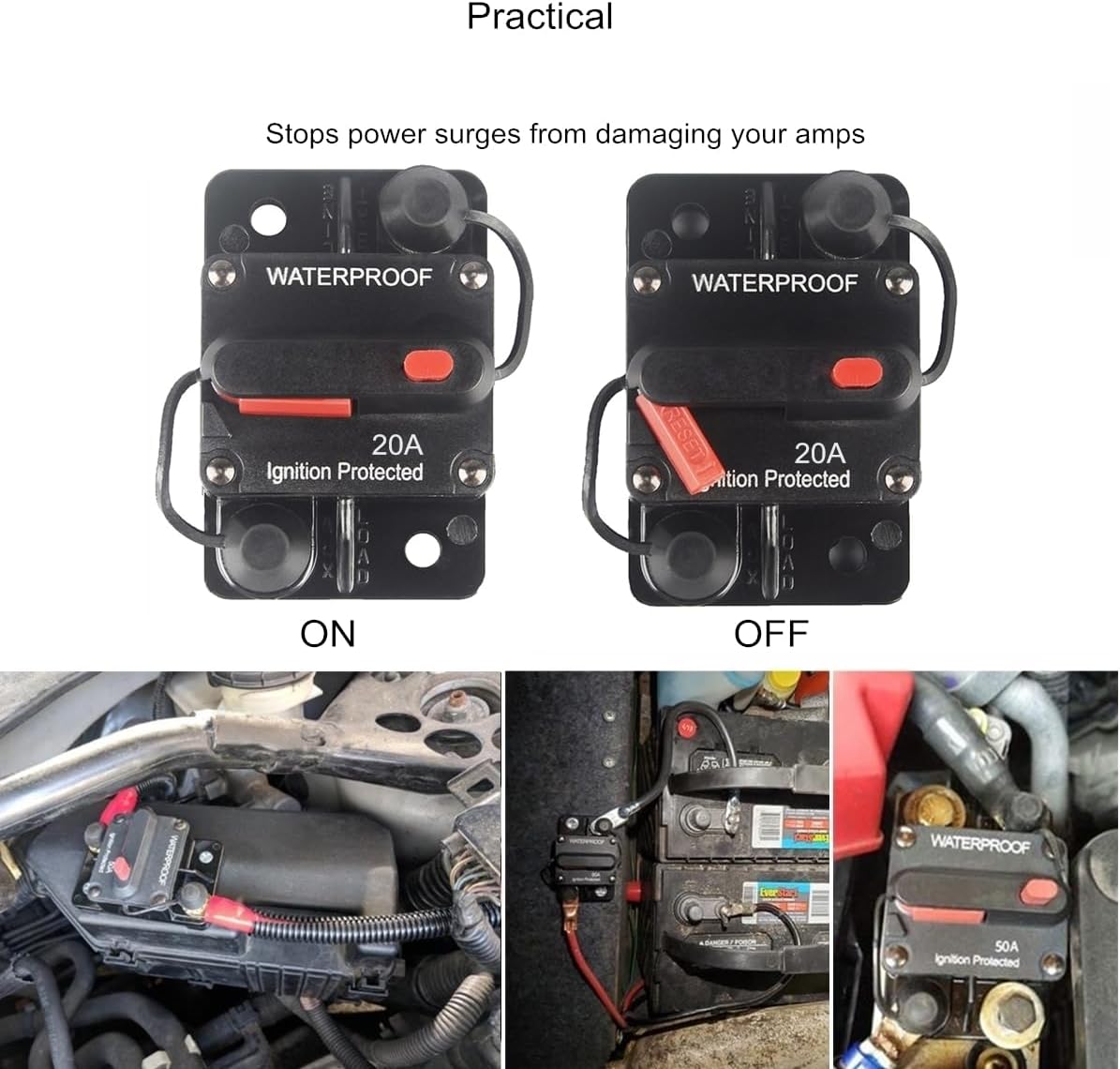 20 Amp Circuit Breaker Manual Reset for Car Truck Rv ATV Marine Trolling Motors Boat Vehicles,12V-48V DC (20A)