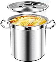 Vista 8 de Olla grande de acero inoxidable de 35 cuartos de galón con tapa, olla de cocción para estofado de sopa de enlatado, olla de salsa de utensilios