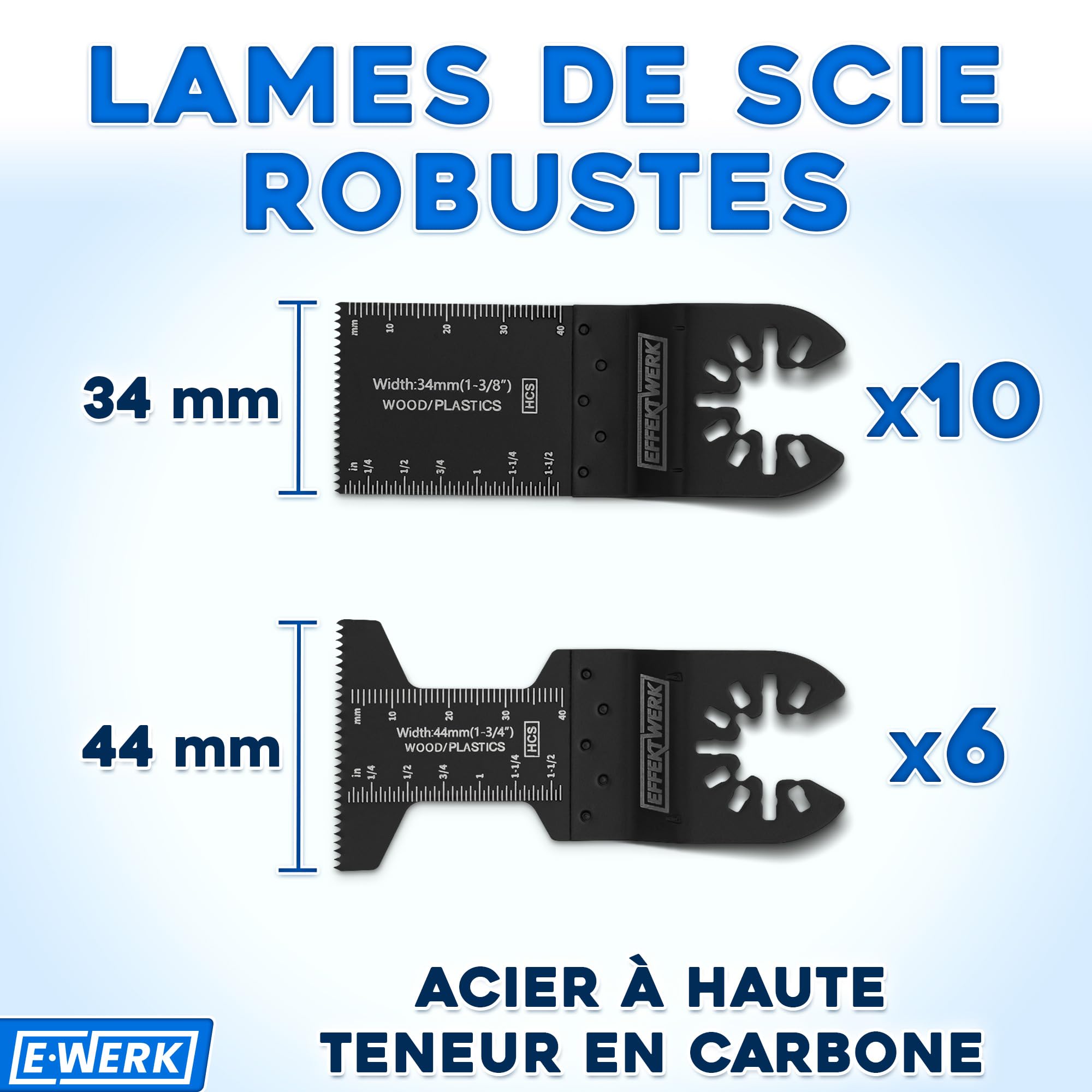 Lot de 27 Lames de Scie pour Multitool - Accessoires Oscillants pour Bois, Plastique, Métal - Lames de Coupe Haute Résistance avec Sac de Rangement
