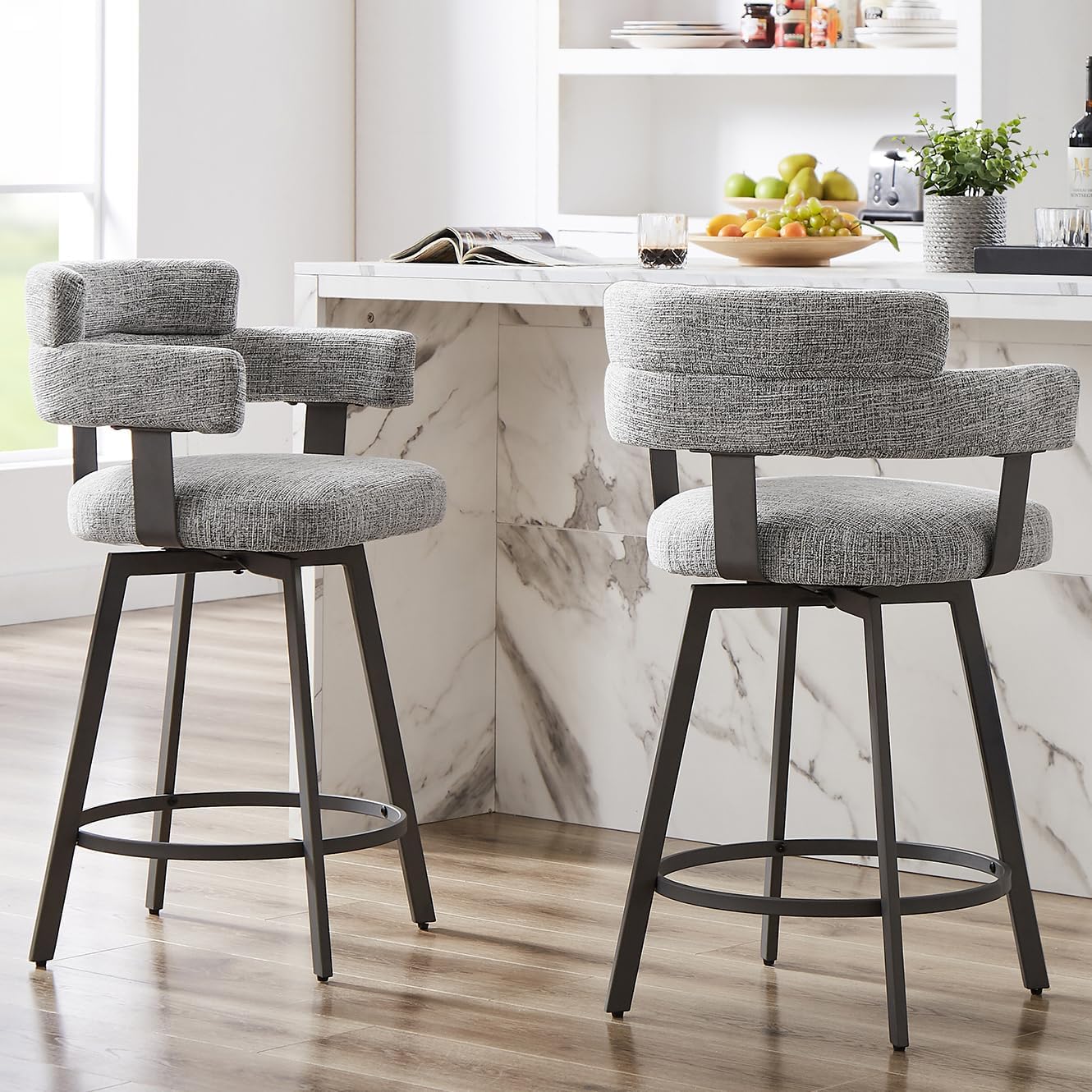 FERFALDER Counter Height Bar Stools with Full BackSwivel Bar Chairs Modern