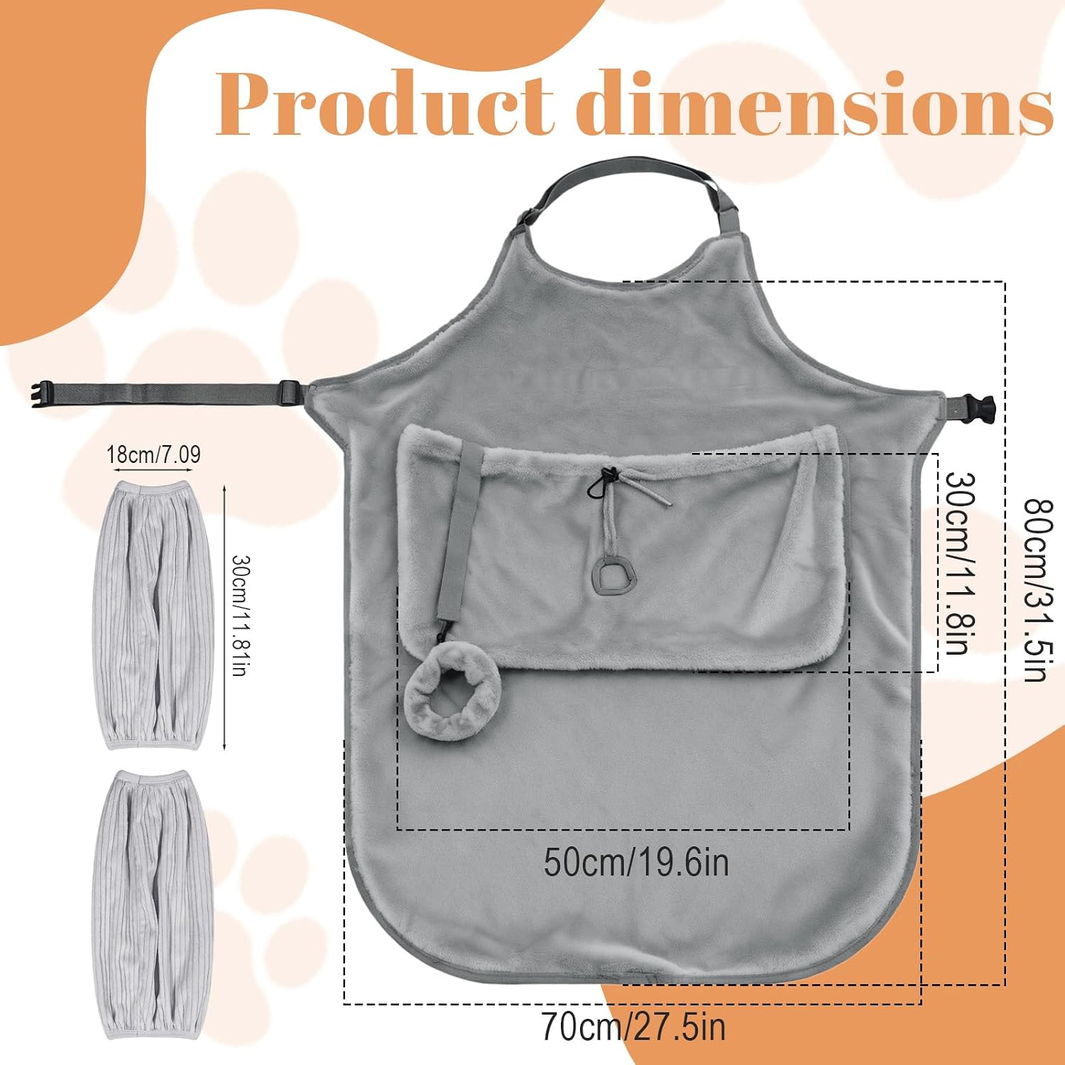 La La Pet Cat Carrier Apron and Sleeve Covers Adjustable Pet Sling Carrier Prevent Hair Sticking Soft Breathable Sleeping Pouch for Small Medium Sized Cats