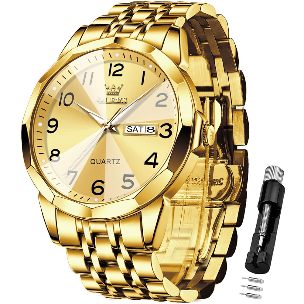 OLEVS Watch for Men Simple Business Dress Analog Stainless Steel Waterproof Luminous Date…