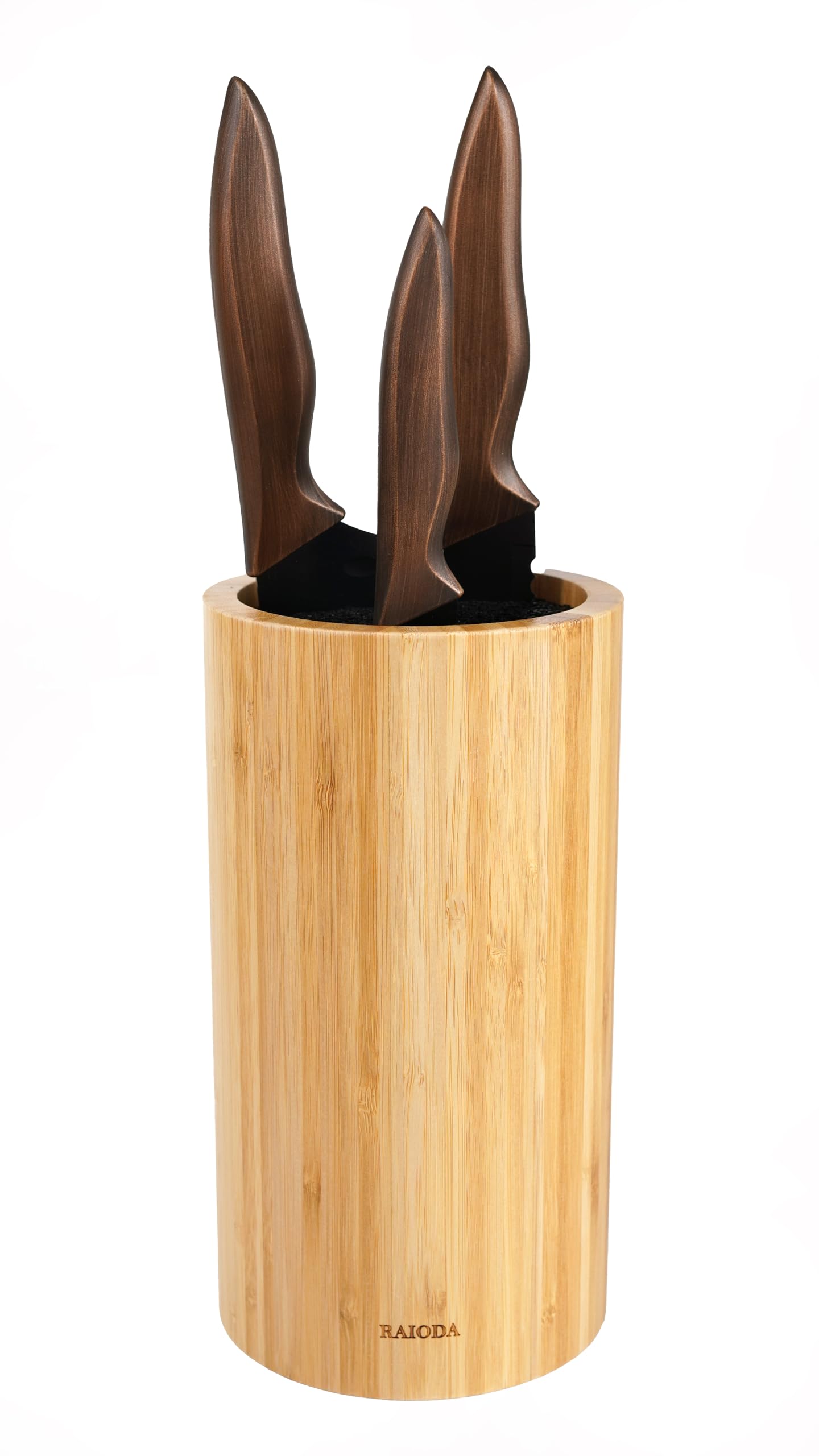 Ceppo Coltelli Universale in Bambù, Portacoltelli da Cucina Vuoto con Setole Amovibili, Design Elegante in Legno Naturale, Knife Block Holder, Sicuro e Facile da Pulire