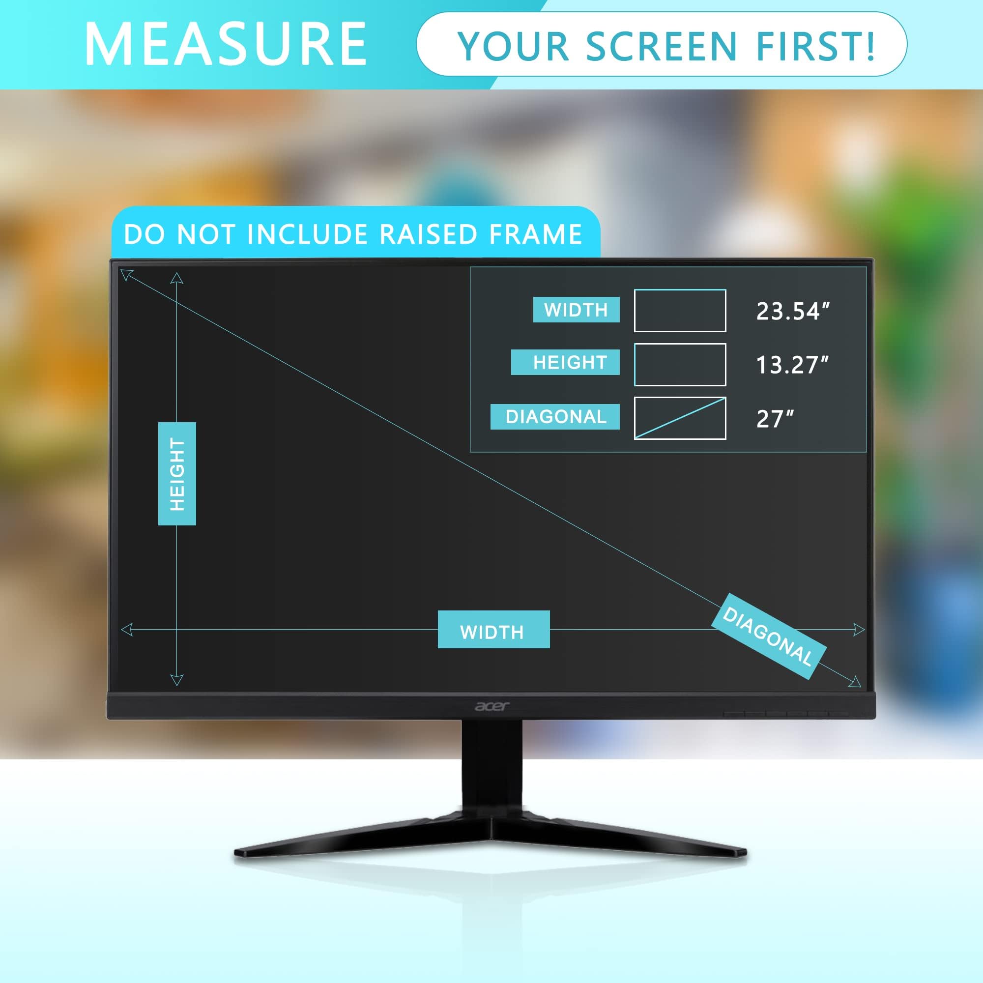 Filtro schermo privacy per computer da 24 pollici per monitor widescreen 16:9, schermo per privacy rimovibile e protezione antiriflesso
