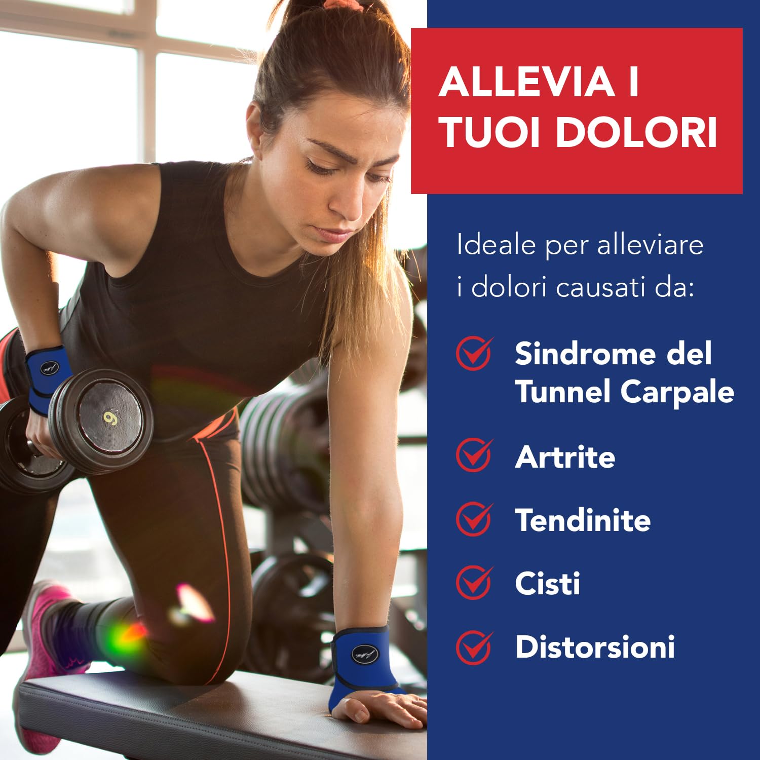 Tutore Polso con Rivestimento in Rame Ideato da Medici – Tutore Polso Sinistro e Destro per Tunnel Carpale – Fascia di Supporto con Chiusura a Strappo (Taglia Unica, Confezione Da Due, Blu)