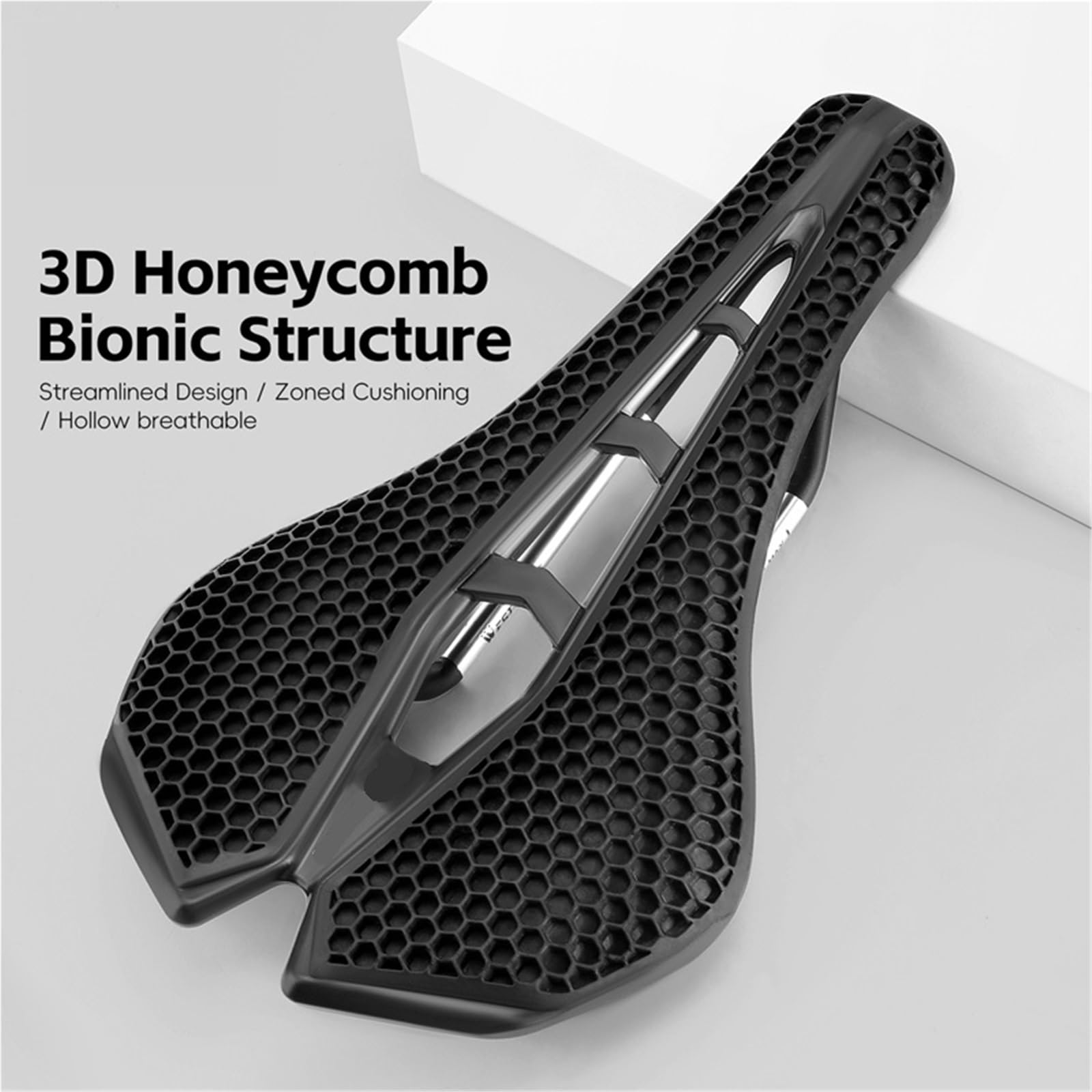 Oddychające siodełko rowerowe 3D 150 mm, bioniczna struktura, wygodne i amortyzujące siedzisko do rowerów górskich i szosowych
