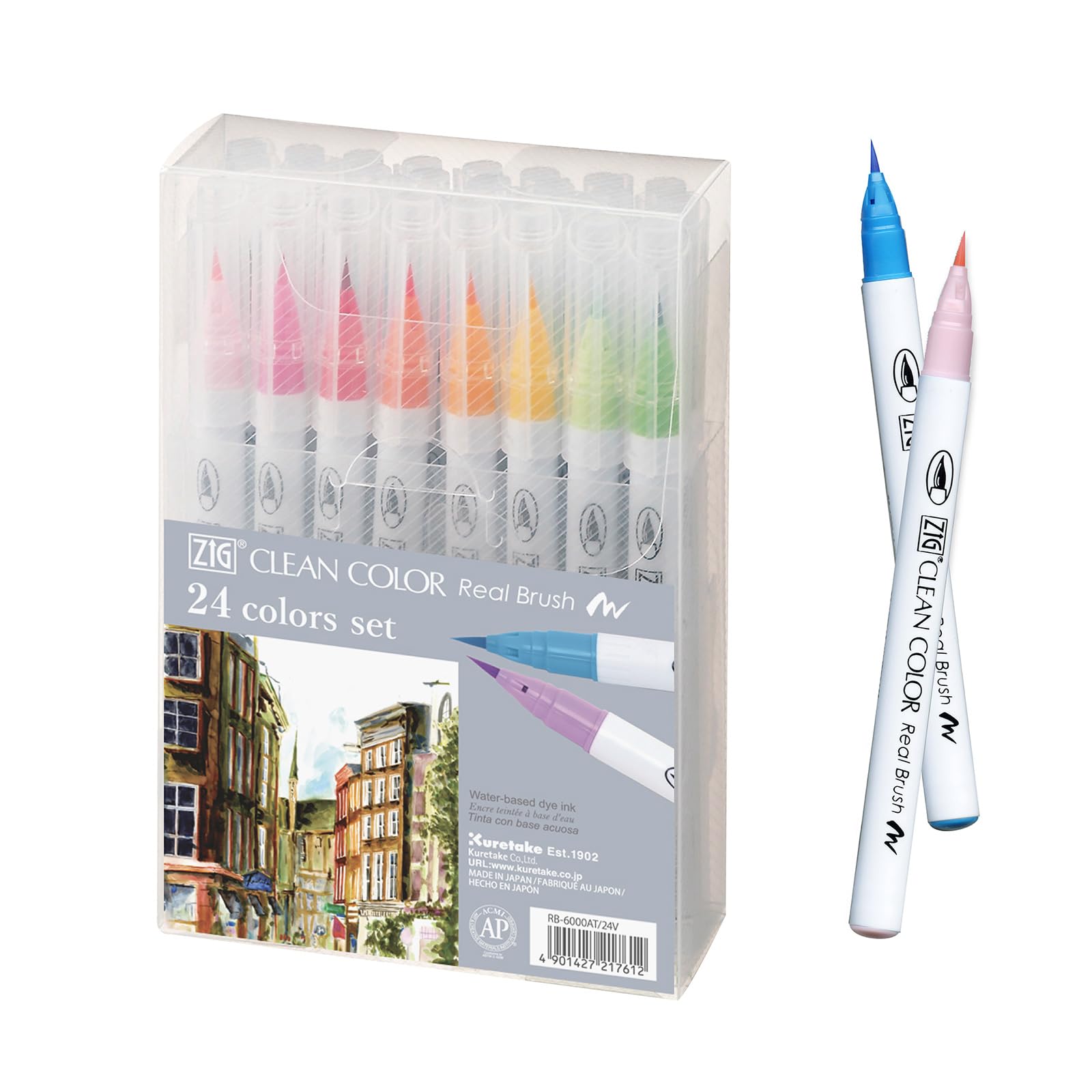 Kuretake Clean Color Real Brush Watercolour Brush Pens (Set Of 24 Colours)