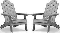 Vista 31 de MXIMU Silla Adirondack plegable para exteriores: fácil de montar y cómodas sillas Adirondack, juego de 2 sillas de plástico compuesto para todo tipo