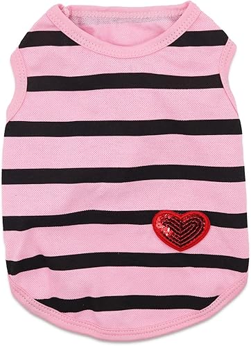 Vista 45 de Paquete de 2 camisetas a rayas de bulldog francés para perros medianos, camisetas para Boston Terrier, Pitbull Bichon, Primavera y verano, ropa