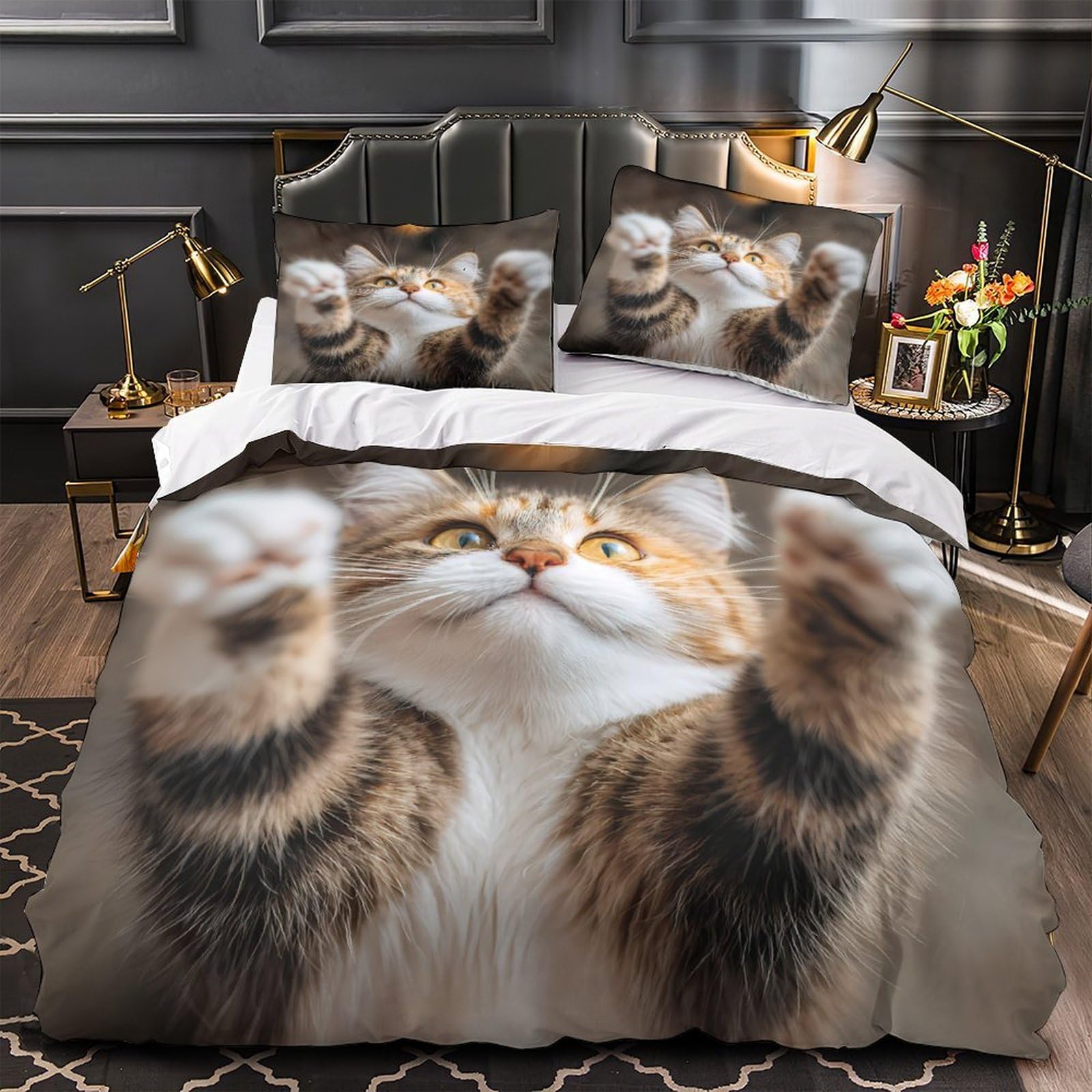 Housse de couette 220x240 lapin effet 3D microfibre confortable pour grand lit double