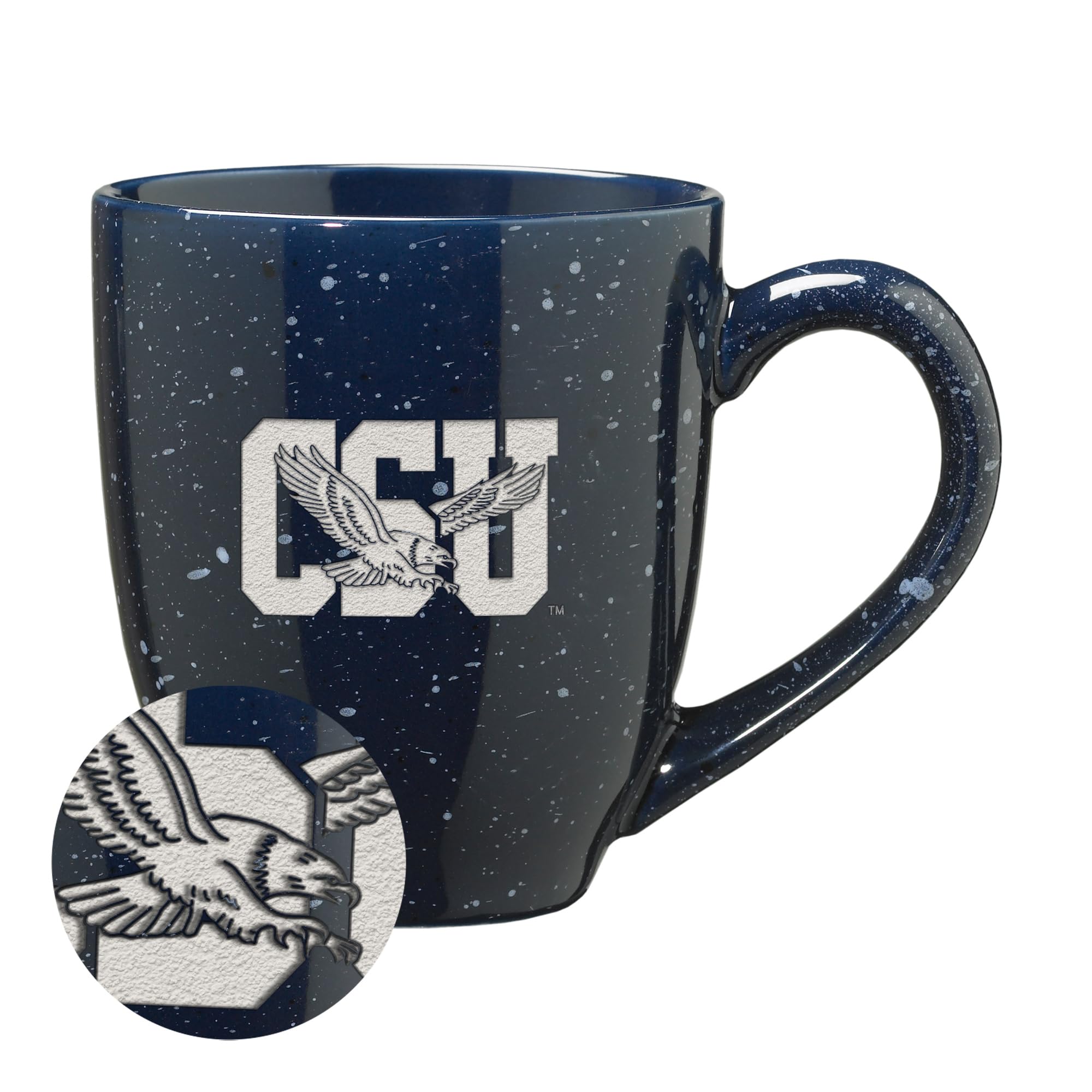 Rico Industries NCAA Coppin State Eagles Primary Logo Navy 16 oz Team Color Laser Engraved Speckled Ceramic Coffee Mug