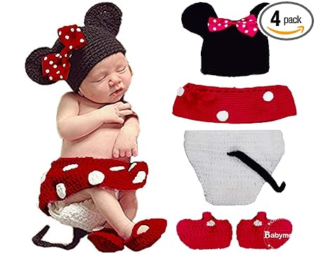 Babymoon Cartoon Crochet Born Baby Photography Shoot Props Costume - Set of 4