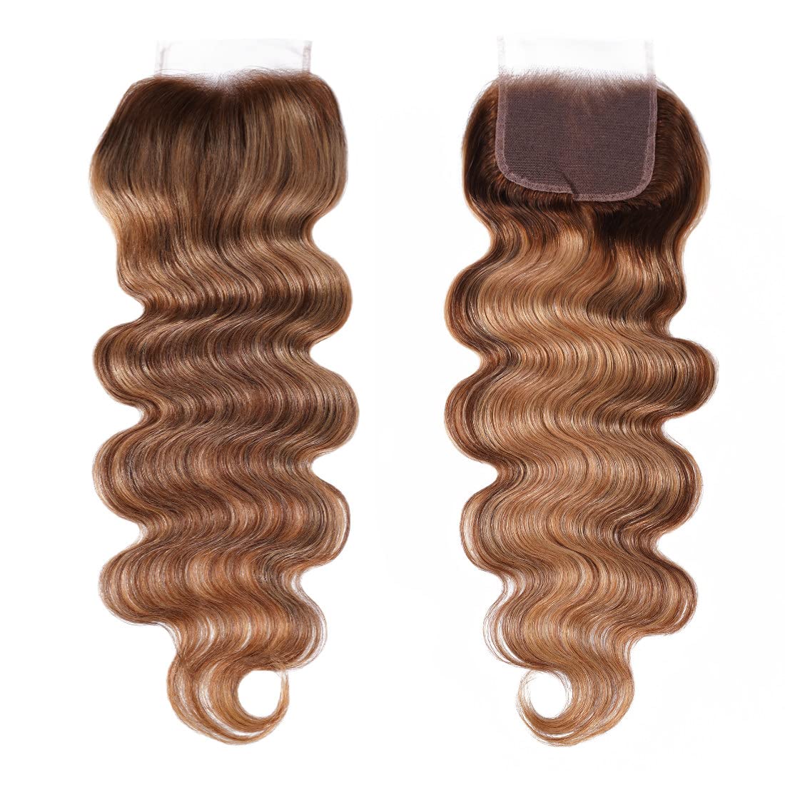 UNICE Body Wave Honey Blonde Highlight Human Hair 3 Bundles with 4x4 lace closure Free Part Ombre 12A Remy Human Hair Weave Extensions 20 22 24+18 Inch Closure