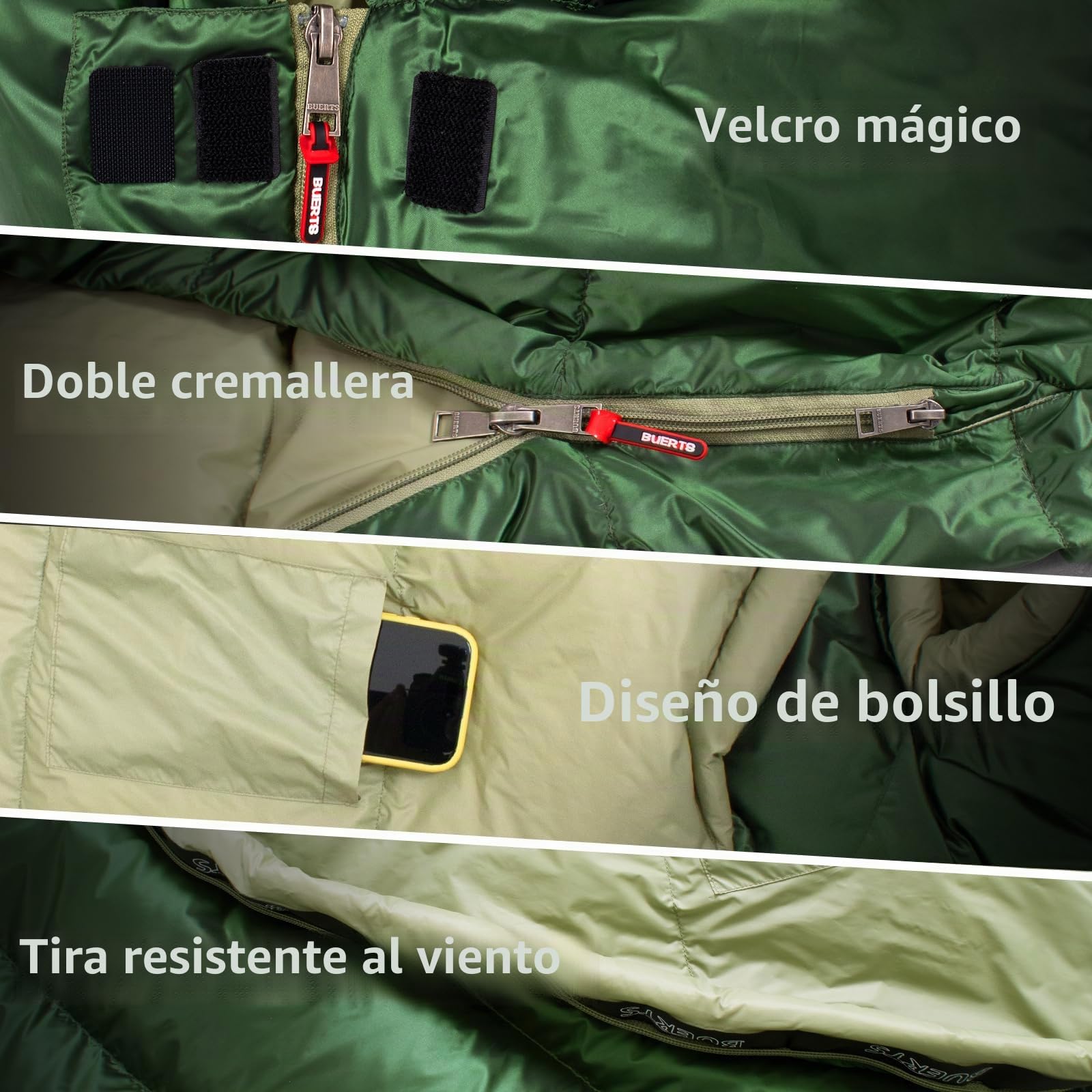 Saco de Dormir de plumón, Ultraligero y cálido. Apto para Adultos Durante Las Tres Estaciones. Saco de Dormir Compacto, Ideal para Senderismo, Excursionismo y Camping.