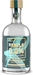 REBELS 0.0% Alternative sans Alcool au Gin 500 ml | Double distillation pour un arôme intense | Goût primé | Boisson végane sans alcool | Pour mixer un cocktail sans alcool | Apéritif