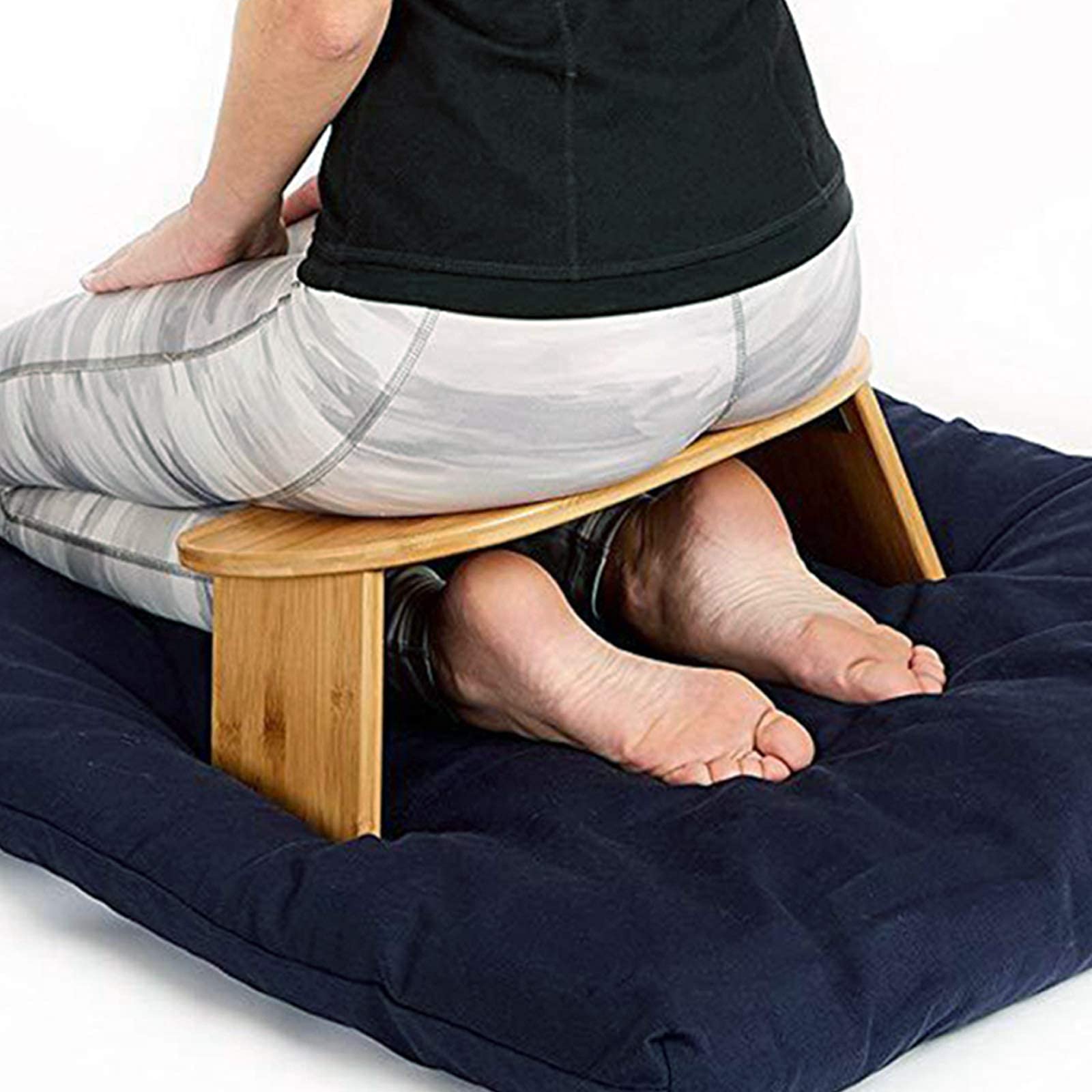 Tabouret De Méditation Pliable En Bambou - Avec Coussin Velours Et Sac De Rangement - Ergonomique, Inclinable - Pour Yoga, Prière, Relaxation - 12