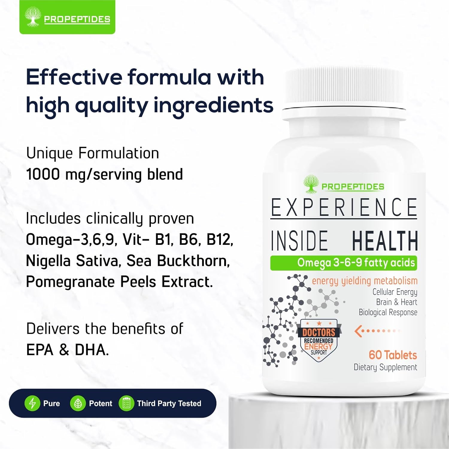 Propeptides Omega-3 Vegetarian Capsules Supplement-60 Propeptides Omega-3 Vegetarian Capsules Supplement-60