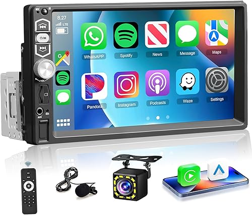 Radio estéreo para automóvil con Carplay Android Auto, podofo 7 pulgadas 1080P HD IPS pantalla táctil 5.1 Bluetooth Radio de coche Soporte de audio