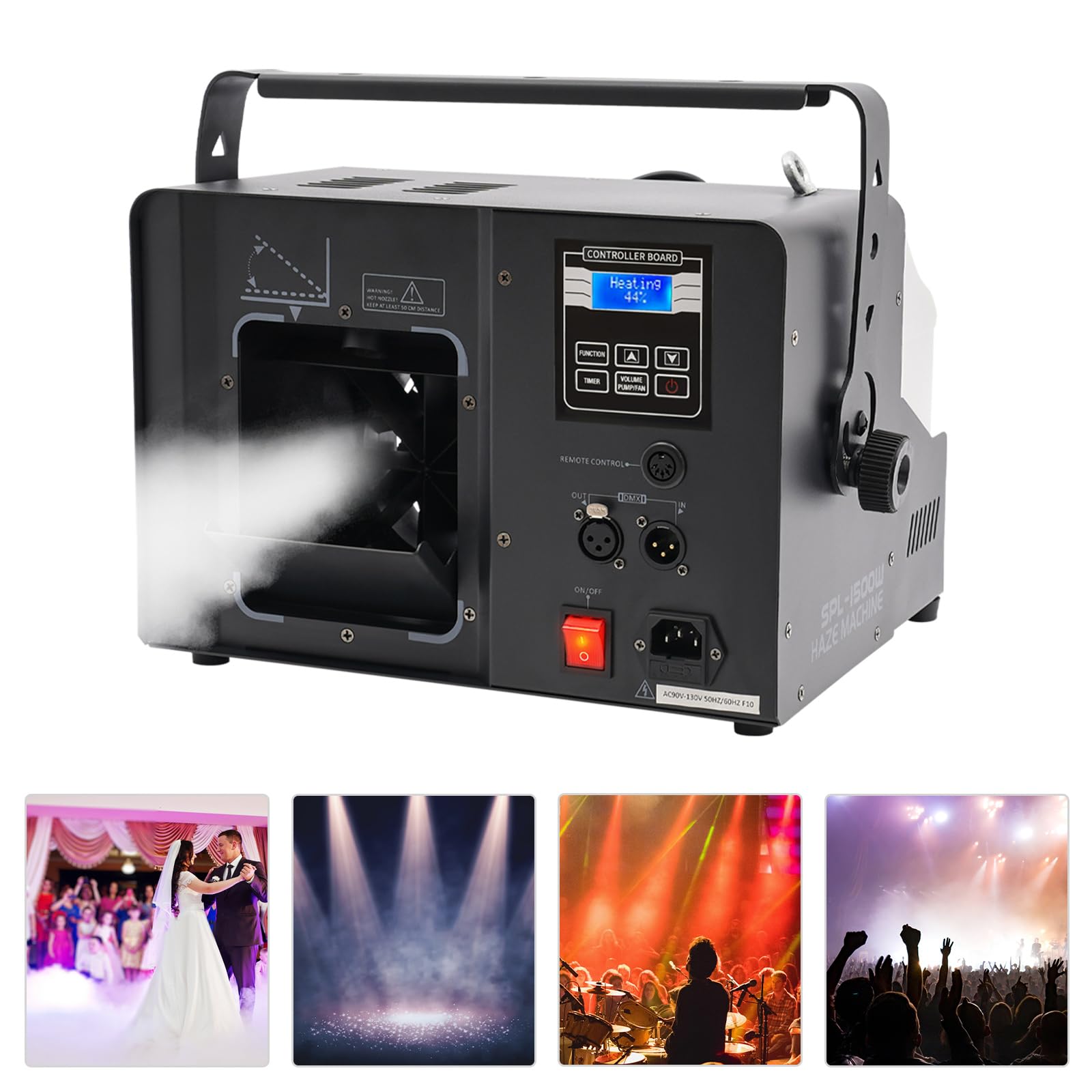 1500w Mist Machine, Smoke Machine, Adjustable Multi-Angle Holiday Party Wedding, Stage Effect Fog Machine, Fog Machine With Remote Contro, Manual/Wireless Remote/Dmx Control, Haze Machine