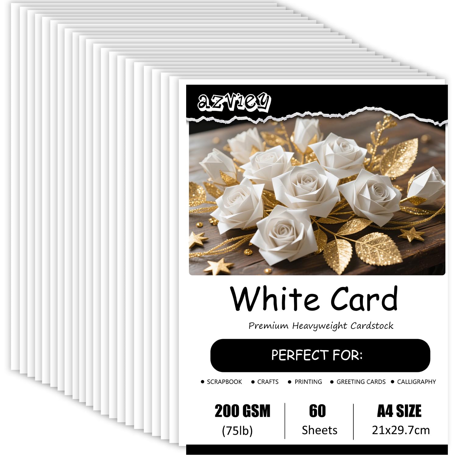 60 Sheets White Card A4, 200gsm Cardstock Smooth Thick Craft Paper, Perfect for Arts,Crafts and Printing, 21 x 29.7cm