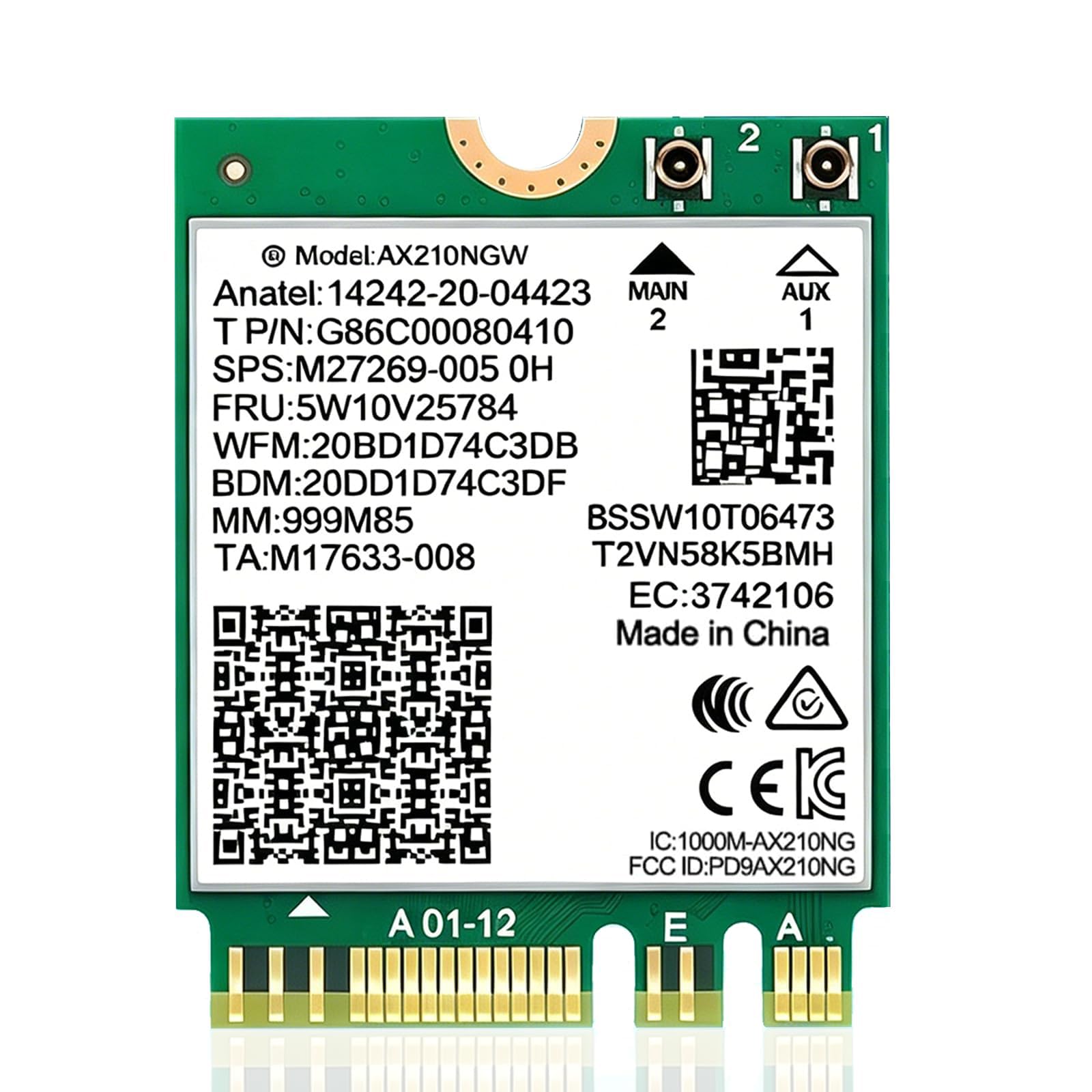 WiFi 6E AX210NGW WiFi Card, Laptop for Intel ax210 M.2 with windows10/11