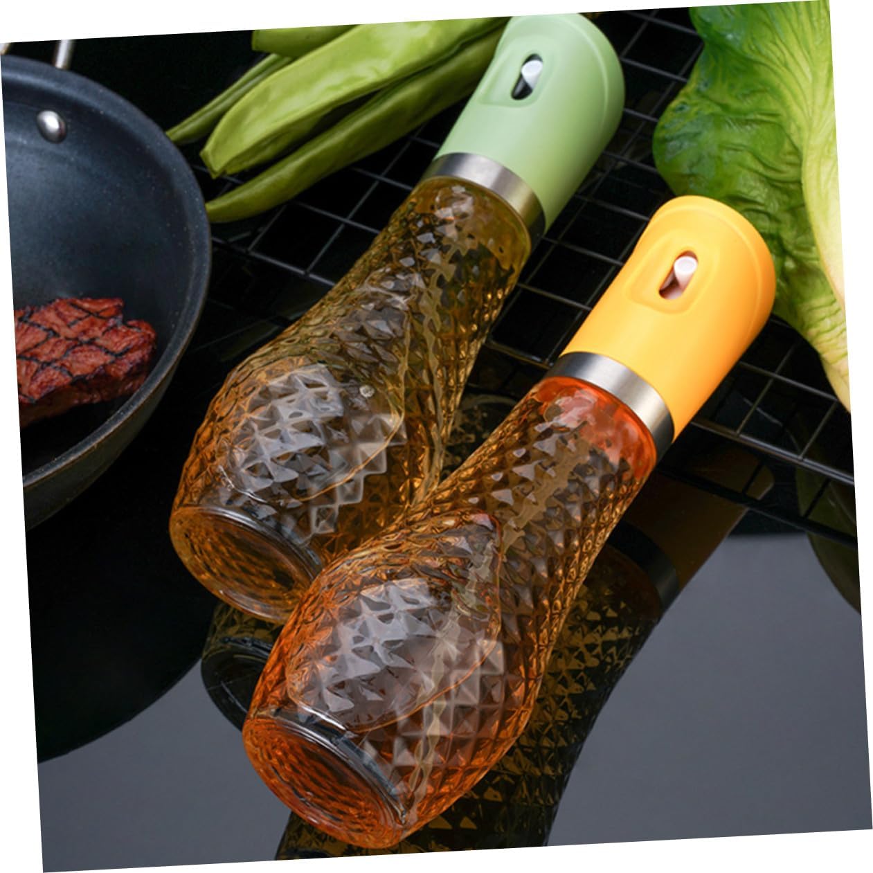 Kichvoe Glass Oil Spray Bottle Ergonomic Design Glass Oil Dispenser for Kitchen Cooking Air Fryer and Salad Dressing for Healthy Meal Preparation