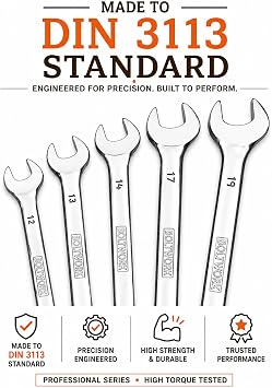 Spanner Set 25 Combination Open and Bi-Hexagonal Spanner Set, Drop Forged 6 to 28, 30, 32mm Metric Sizes Supplied in Heavy Storage Eva Foam Tray