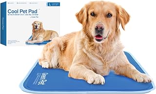 Green Pet Shop Cool Pet Pad Large Blue: Self-Cooling Pressure-Activated Mat for Dogs Cats 46-80 lbs Non-Toxic Gel No Water