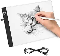 Kerdele Prancheta Desenho com Luz LED A4, 3 Níveis Brilho Ajustável, Mesa Quadro Prancheta de Luz LED A4 Portátil para Desenho, Mesa de Cópia LED, Profissional Mesa Led para Desenhistas Premium