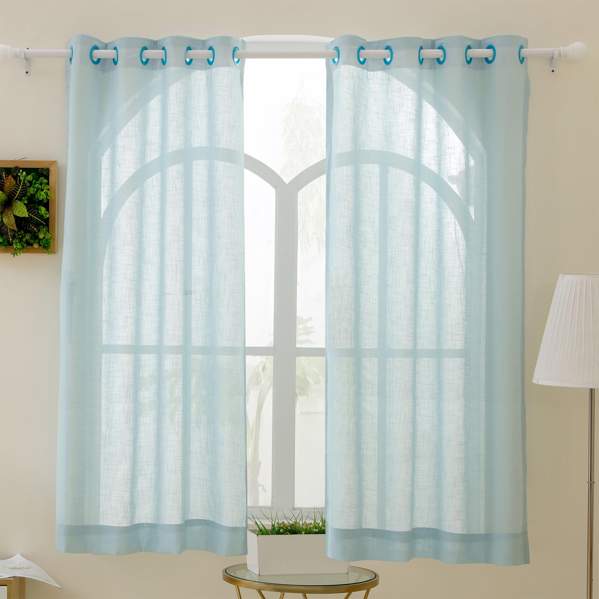 Story@Home Window Curtains 5 Feet Long Set of 1 | Solid Printed | Semi Transparent Curtain | Net Curtains | Sheer Curtain for Living Room | (118 X 152 Cm, Sky Blue) | Perfect for Home Decor