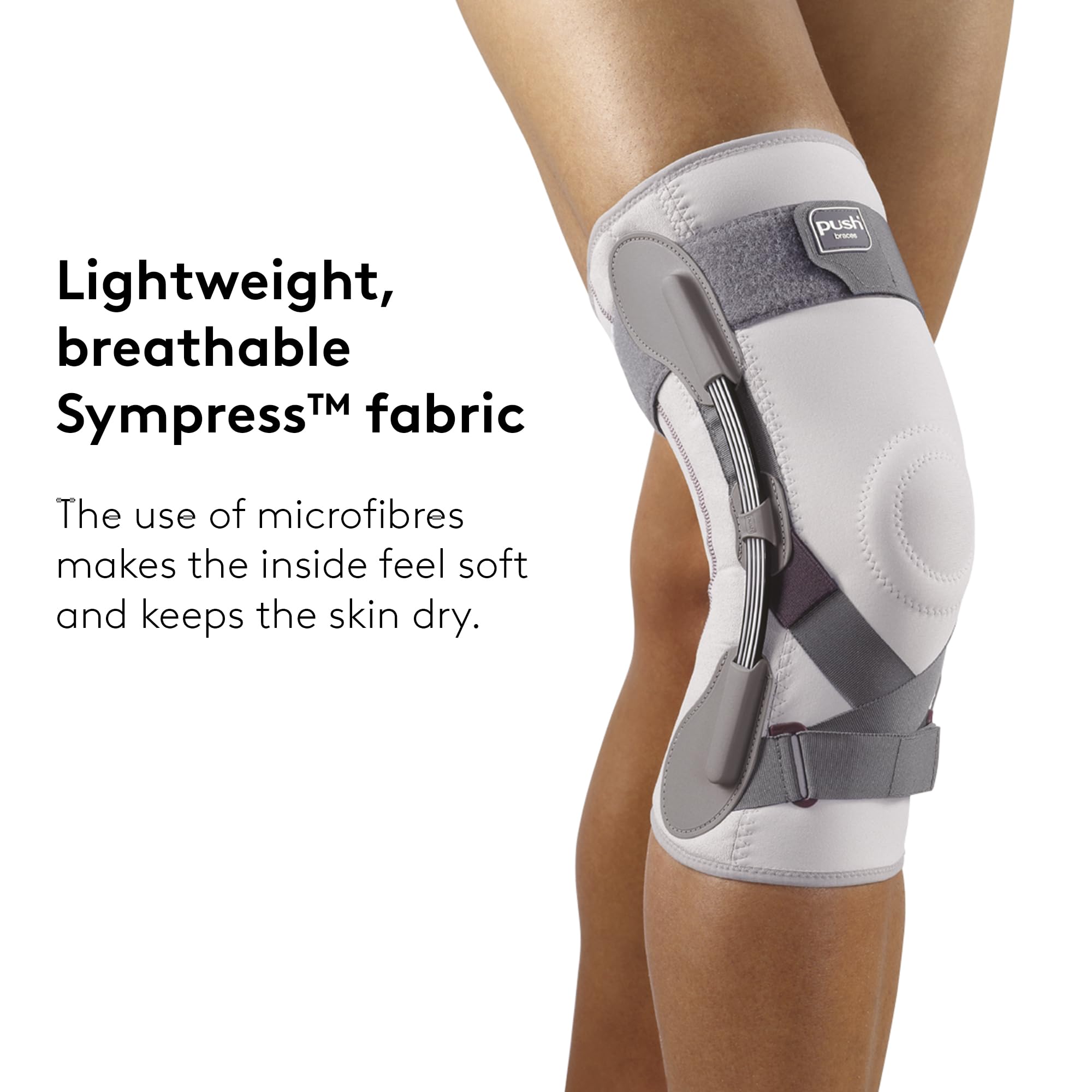 PUSH MED Kniebandage bei Knieschmerzen - Verstellbare Scharnierkniestütze - Starke Stabilität zur Gelenkschmerzlinderung - Arthritis - Meniskusriss - MCL - Größe 3