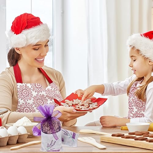 Miniatura 8 de Paquete de 25 bolsas vacías de lavanda para cogollos de lavanda, bolsas de gasa de organza rosa (morado oscuro)