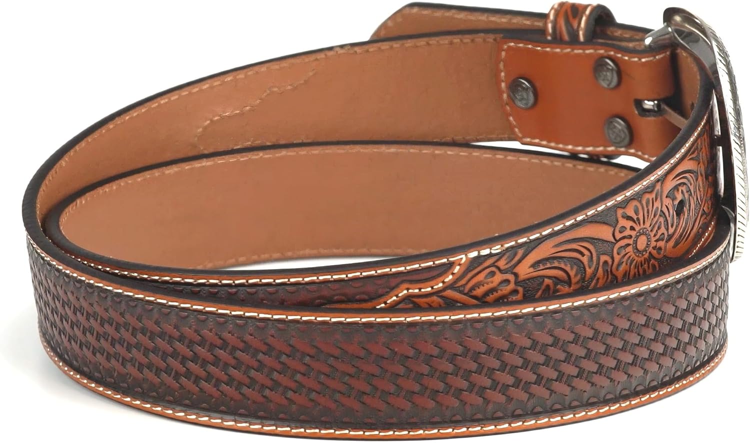 ARIAT unisex-adults Ariat Floral Billet Basket Stamp BeltBelt - Image 4