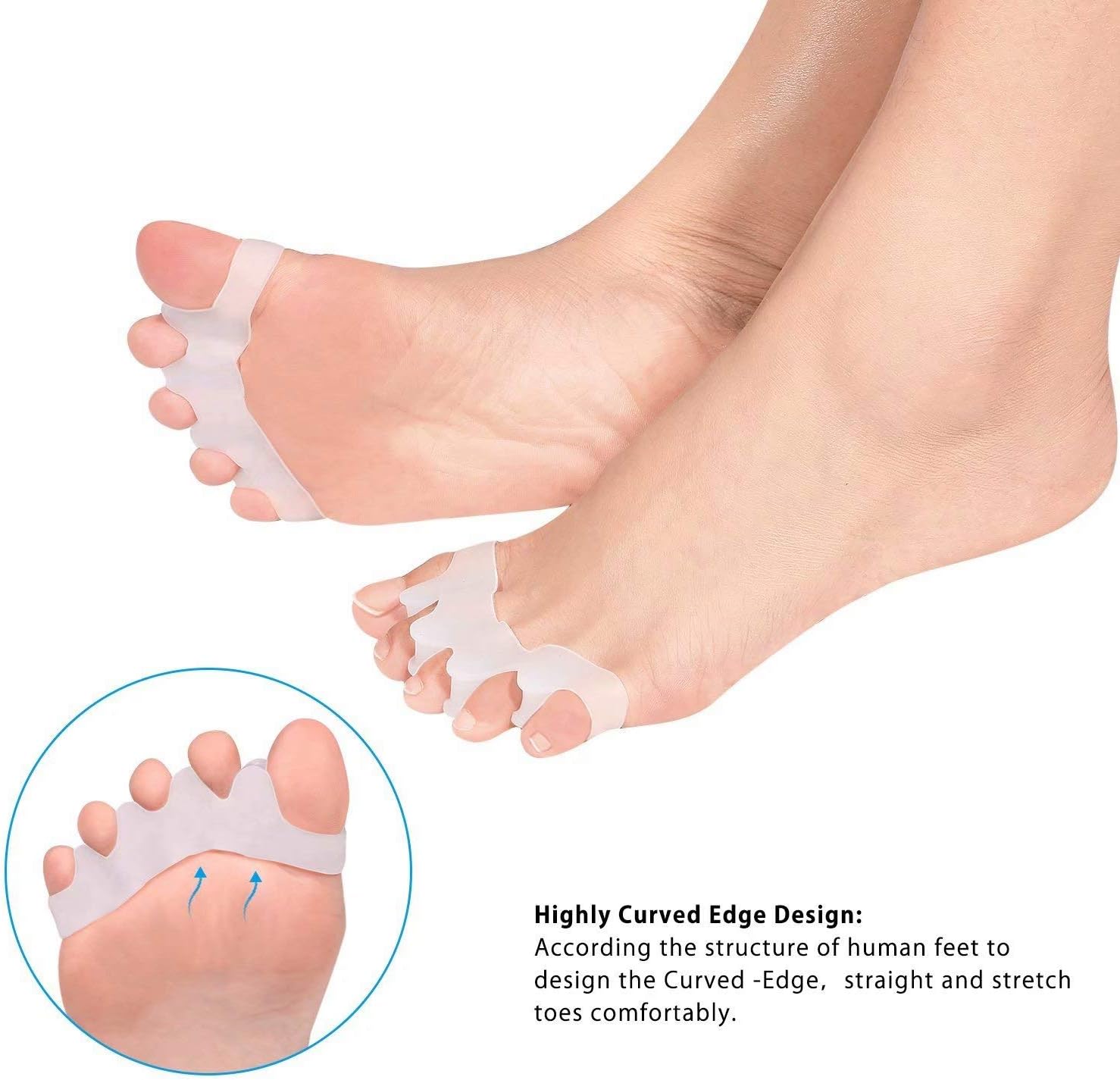 Gel Toe Separators, Toe Separators Spacers Straighteners Splint Aid Surgery Treatment, Bunion Corrector Suitable for Men and Women, Perfect Foot Care Tool (1 pair) (white)