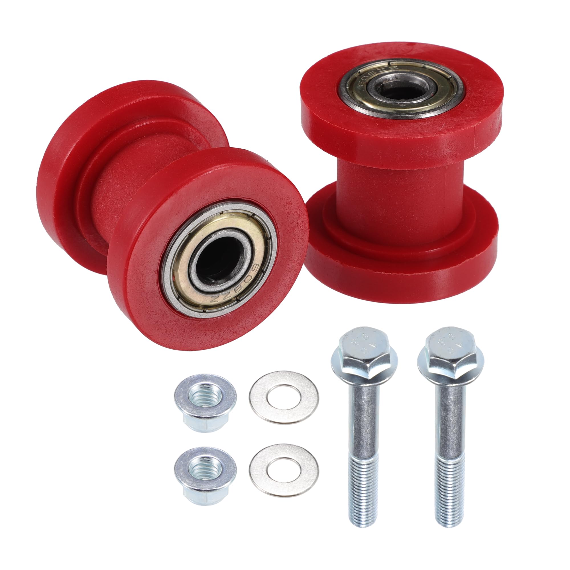 Tendicatena a Rulli per Moto e ATV, 8 mm, Set da 2 Pezzi Rosso