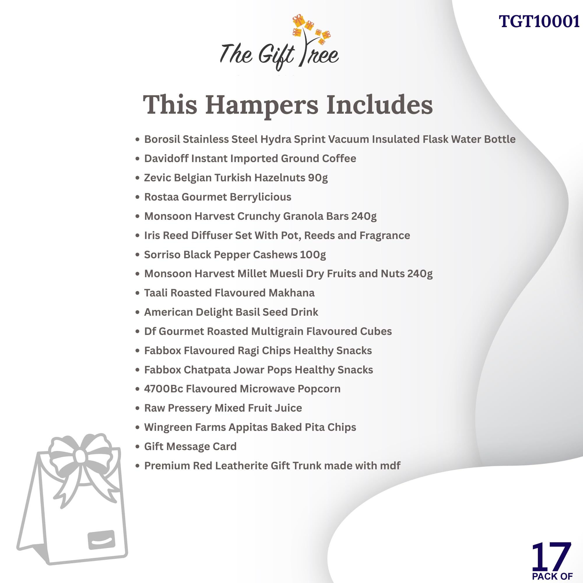 The Gift Tree Ultimate Indulgenge Leatherite Trunk Gift Hamper | SS Bottle, Coffee, Chocolate, Berrylicious, Ragi Chips, Popcorn & Almond Milk | Gift For Events, Anniversary, Corporate, Husband & Wife 2