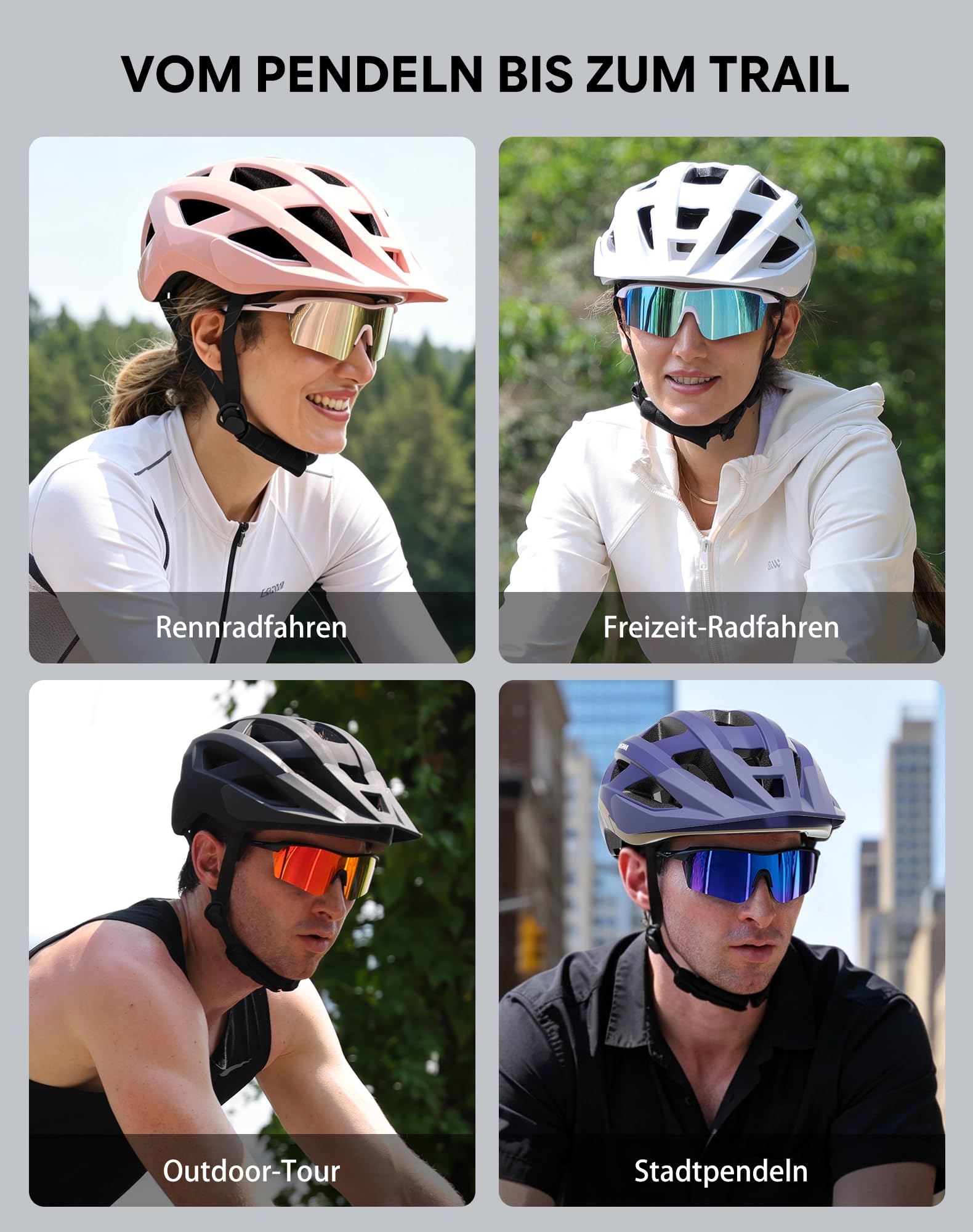 InnerKing Fahrradhelm Set mit Fahrradbrille & LED Licht für Herren Damen | Leichte Fahrradhelm mit USB-Aufladung LED Licht, MTB Helm Radhelm Cityhelm