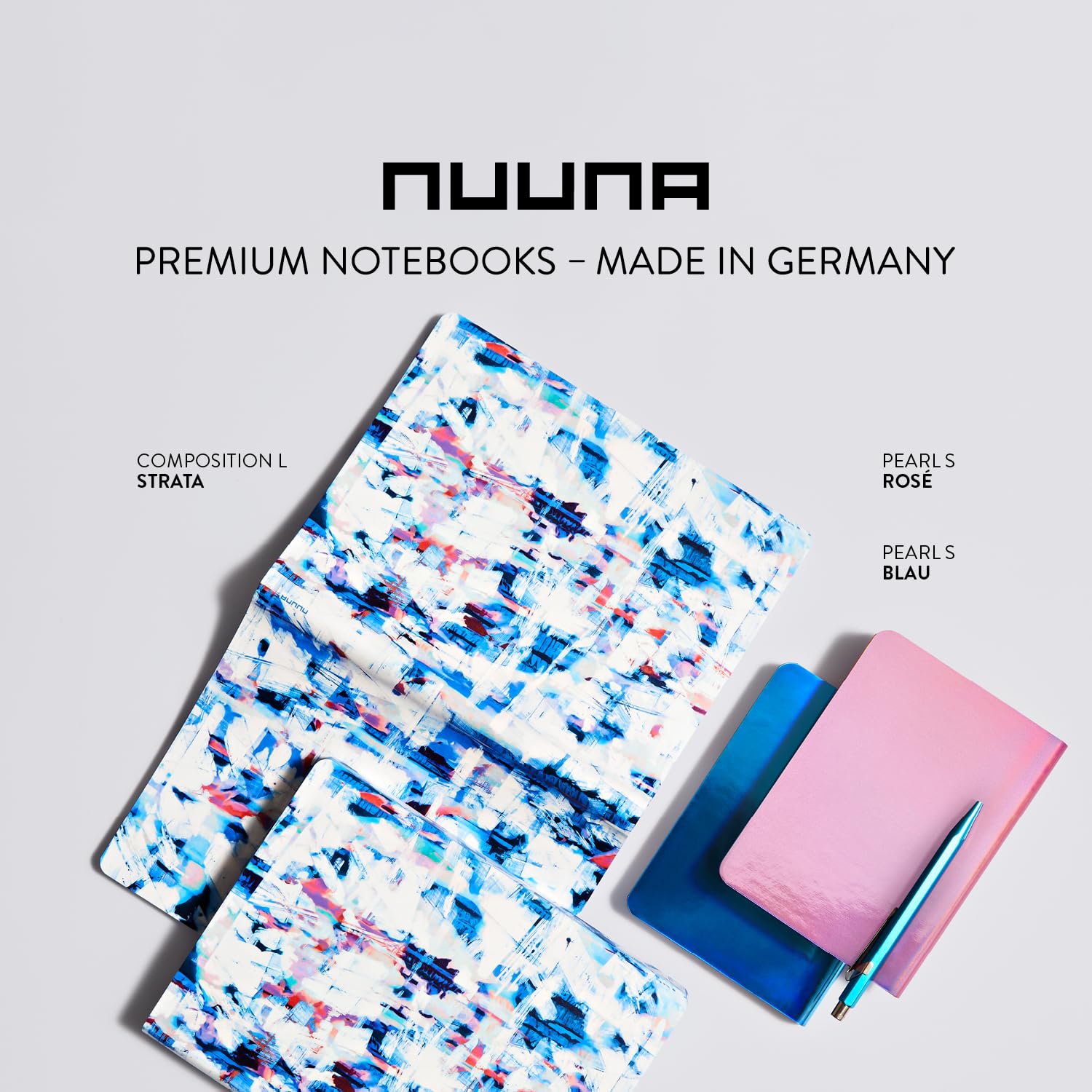 Nuuna Notizbuch A5+ Composition L - Strata, veganer Einband weiß