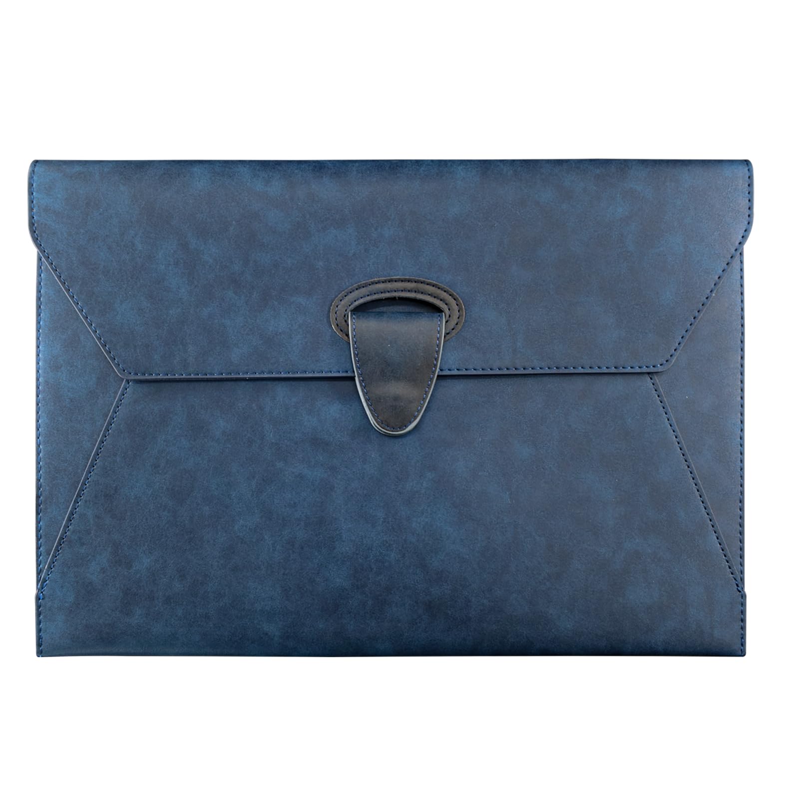 VANRA Carpeta organizadora de documentos de piel sintética, impermeable, con 2 bolsillos, carpeta A4 con cierre magnético de botón a presión (azul marino)