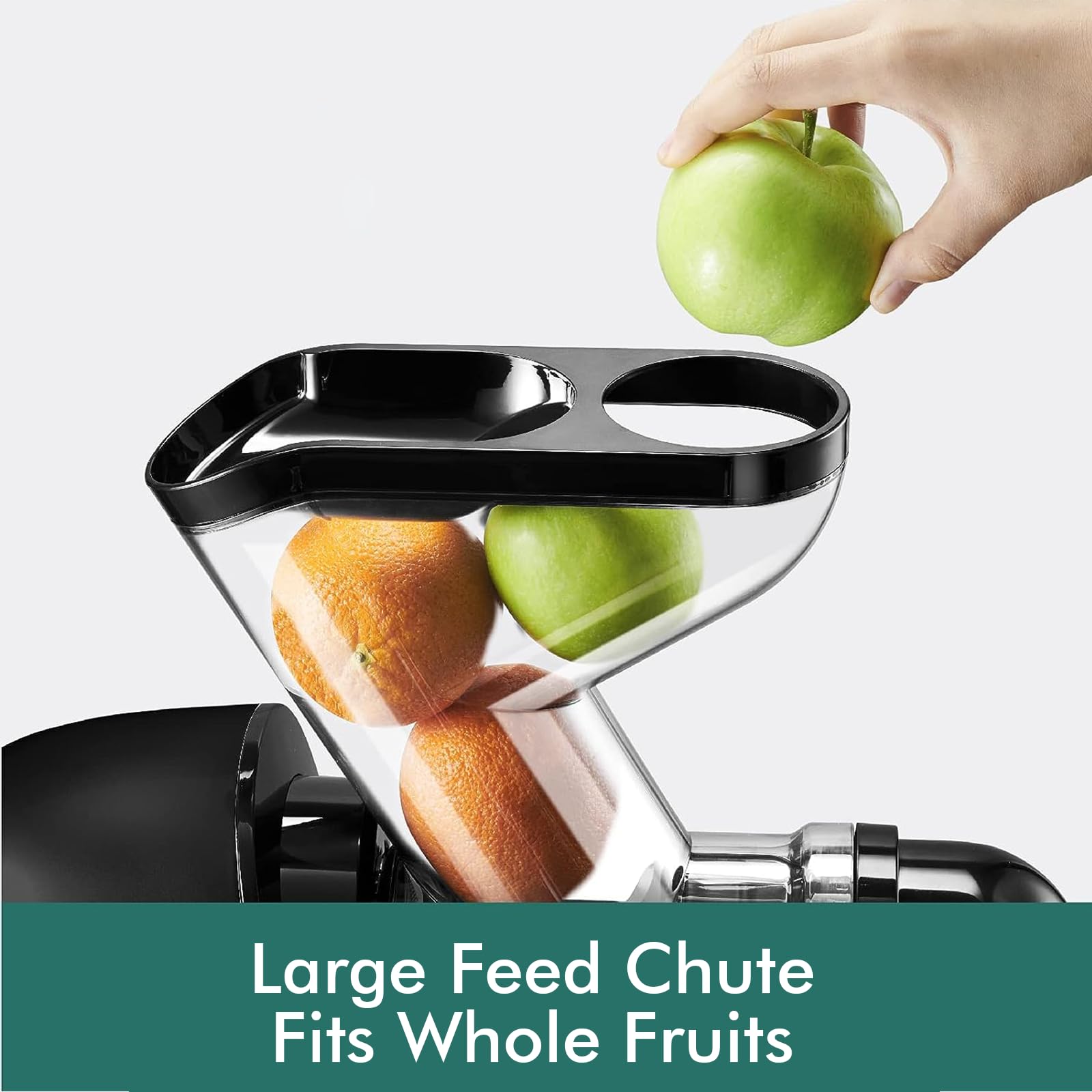 SiFENE Slow Masticating Juicer, 3-inch Wide Chute, Cold Press Juicer for Celery, Fruits, Vegetables, 2-Speed, Non-BPA, Easy Clean, High Yield, Quiet DC Motor (Black)