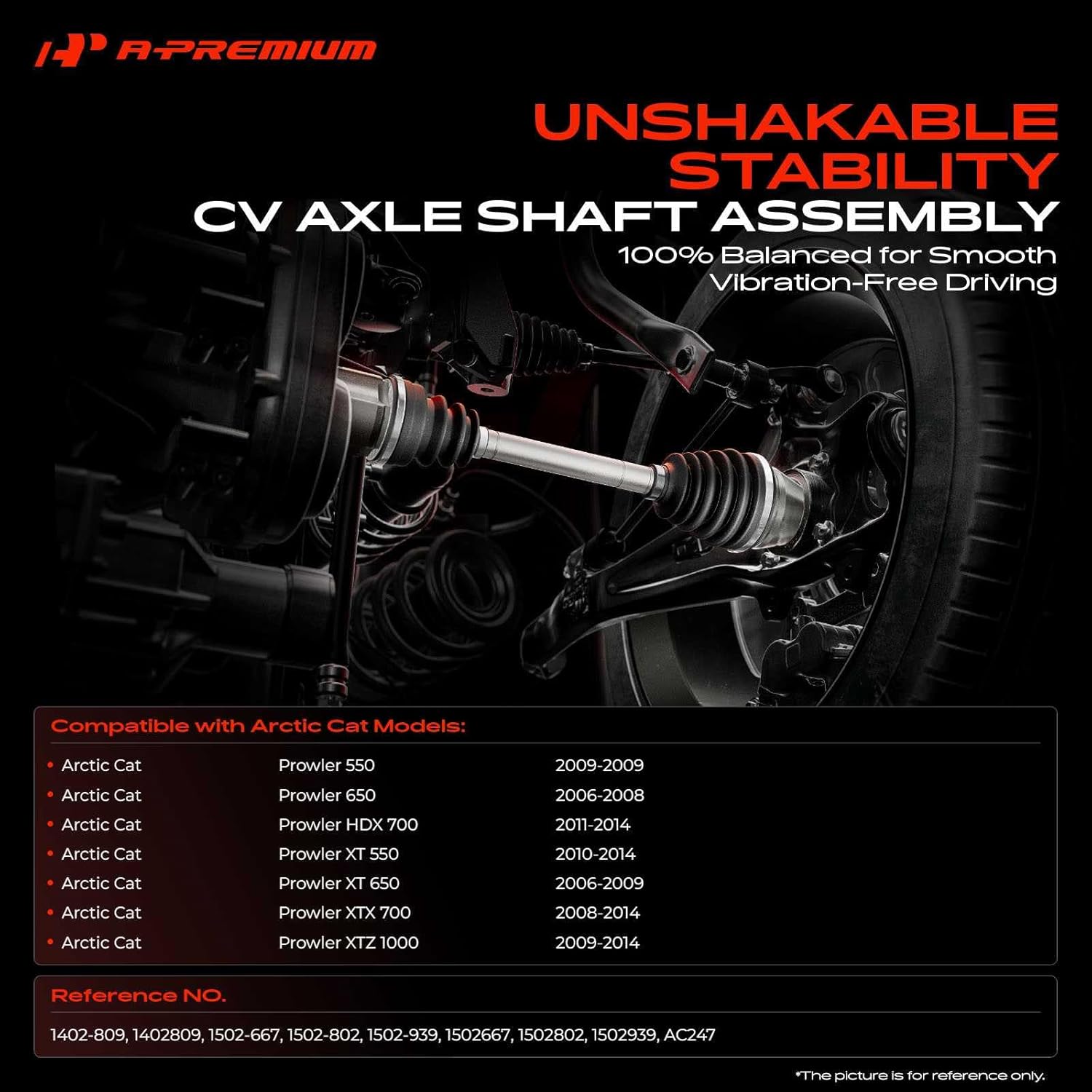 A-Premium CV Axle Shaft Assembly - Compatible with Arctic Cat Prowler HDX 700 Prowler Prowler XT 550 Prowler 650, 4x4 Models - Front Side, Replace# 1502-939