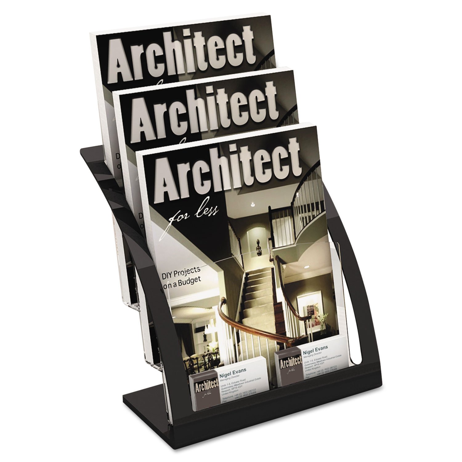 ThreeTier Magazine Holder 111/4w x 615/16d x 135/16h Black