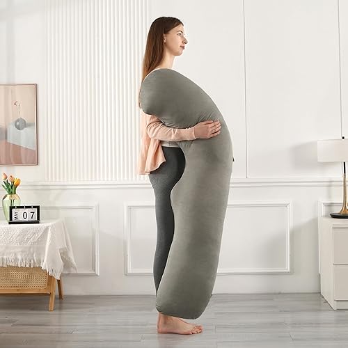 Miniatura 7 de BATTOP Almohadas de embarazo con funda de enfriamiento, almohada de maternidad refrescante para dormir, soporte para vientre, caderas, piernas,