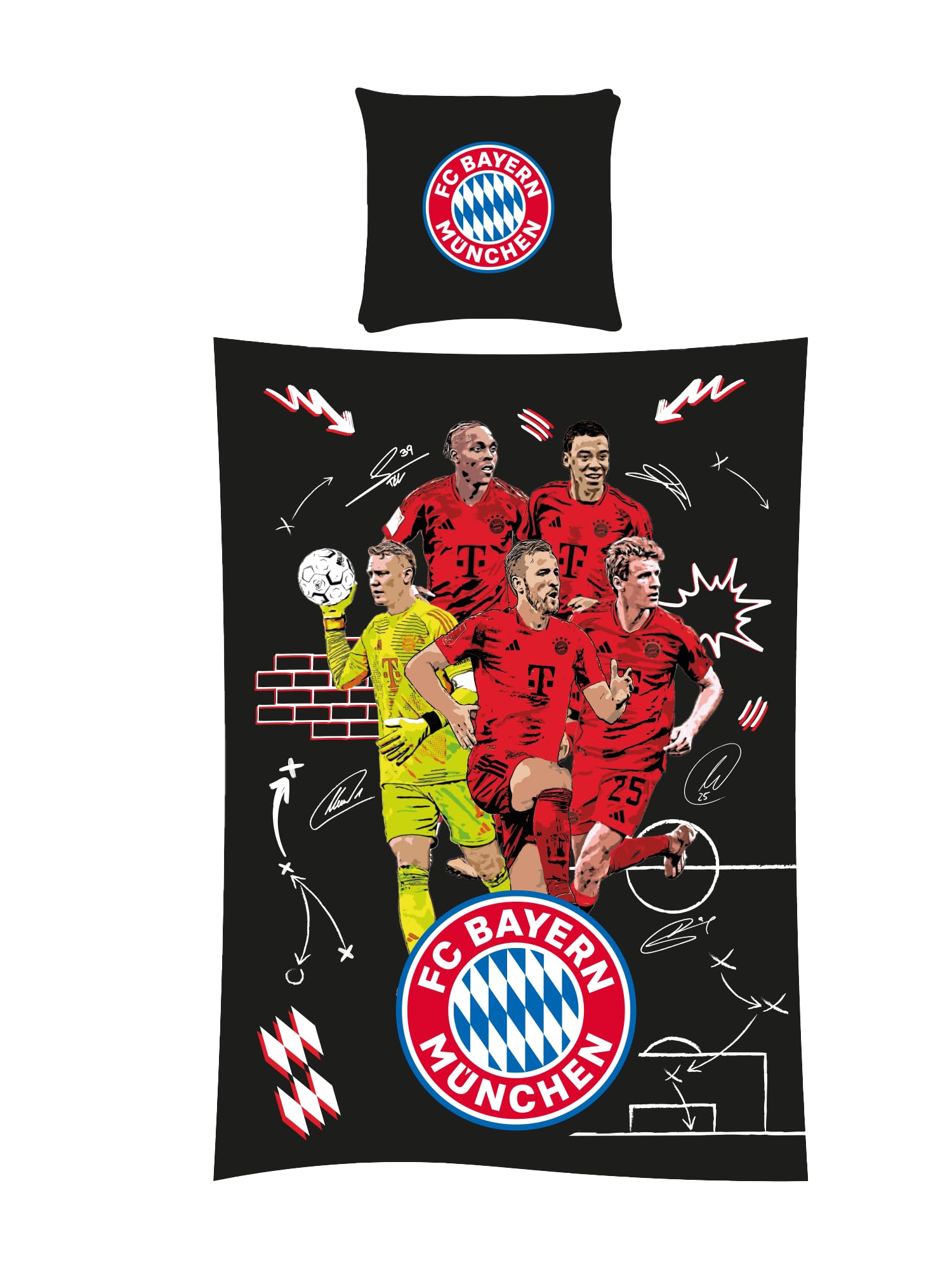 FC Bayern München Biancheria da letto Player 2024-25 Nero 135 x 200 cm
