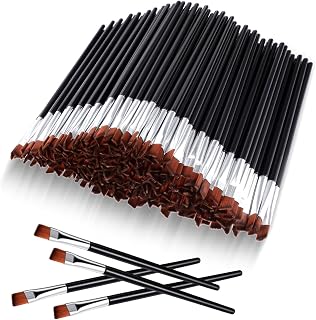 Gerrii 200 Pack Disposable Angled Eyebrow Brushes - Bulk Brow Tint Eyeliner Makeup Tools for Salons, Estheticians & Travel (Silver)