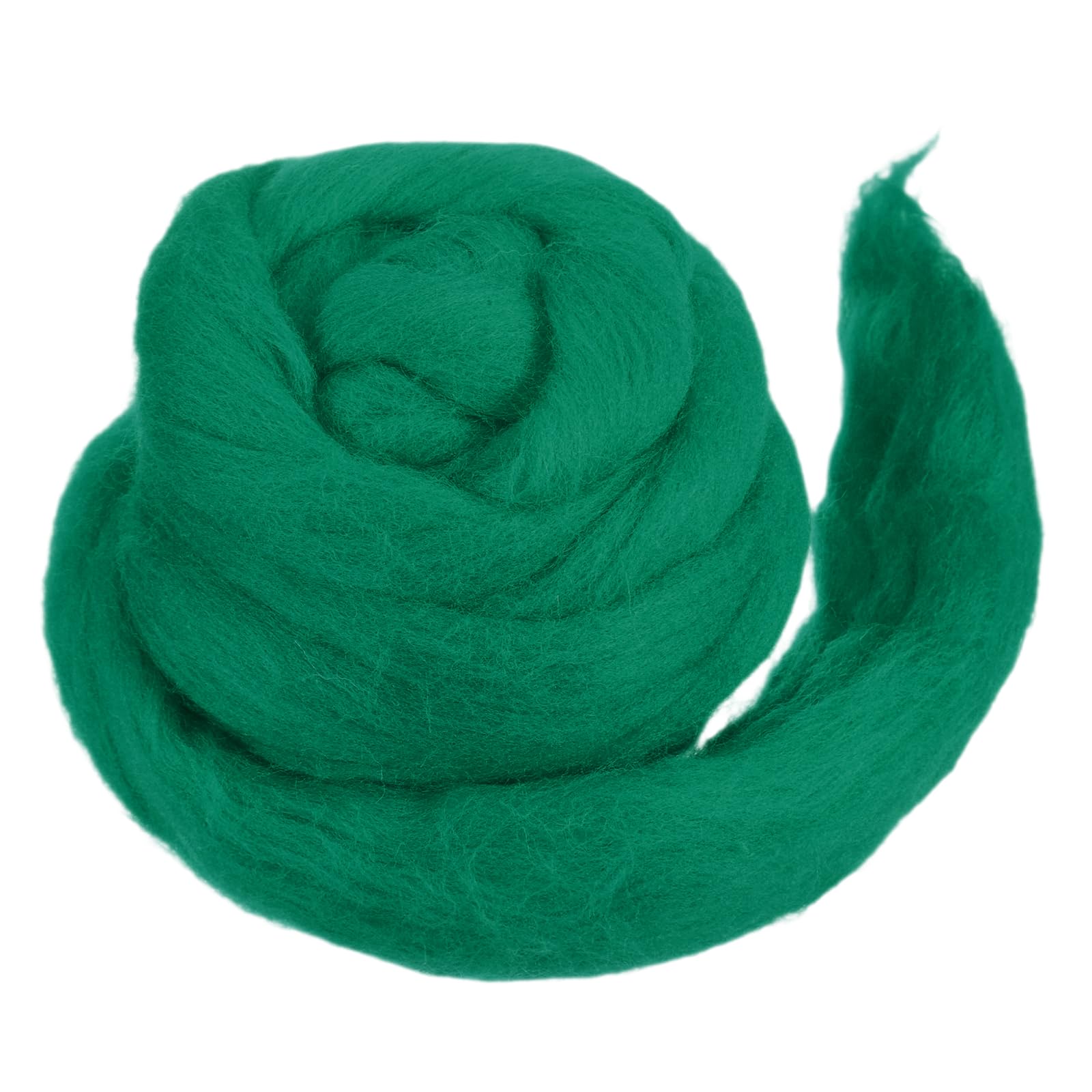 MECCANIXITY Wool Roving Yarn Soft Felting Wool 50g/1.76oz Pure Chunky Roving Yarn for Needle Felting Knitting Blanket Spinning Weaving Art DIY Craft Green