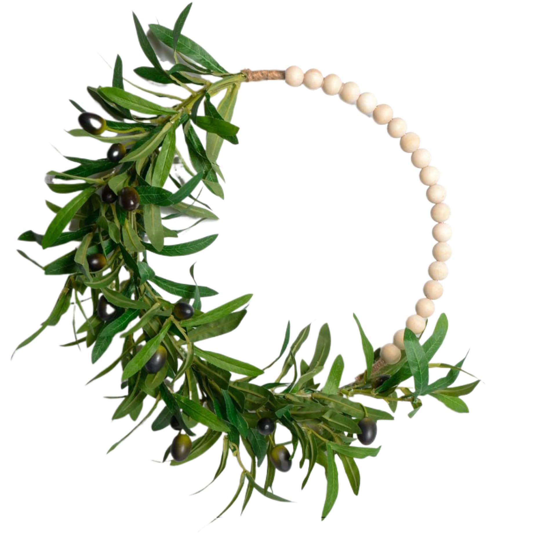 Couronne de printemps pour égayer une porte d'entrée avec perles et olive